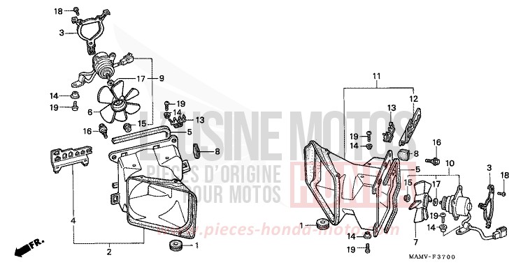 VENTILATEUR de Gold Wing Aspencade CANDY SPECTRA RED (R176) de 1997